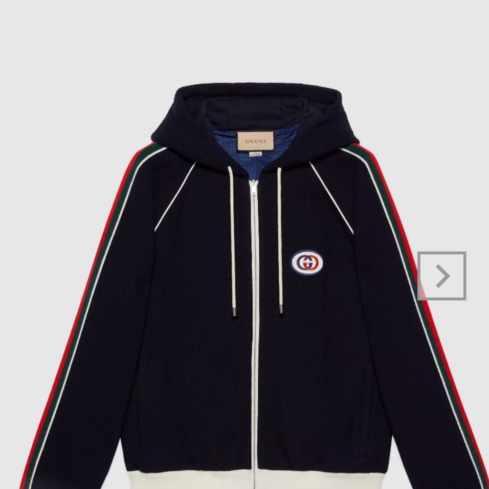 Authentic 2022 Gucci Print Wool Jersey Jacket with GG Logo